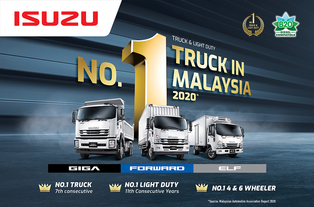 Isuzu Is Once Again Malaysia’s NO. 1 Truck And Light-Duty Truck Brand For Year 2020